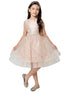 Big Girls Blush Diamond Sequin Crystal Tulle Junior Bridesmaid Dress 7-12 - SophiasStyle.com